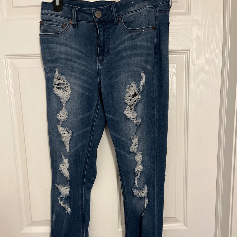 Juniors Indigo Rein Distressed Skinny Jeans Size 11